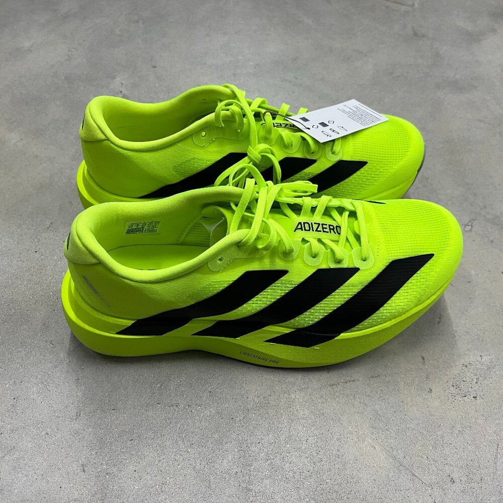 Adidas Men's Adizero EVO SL Running Shoe Lucid Lemon Core Black JR3416 - New - Picture 3 of 6